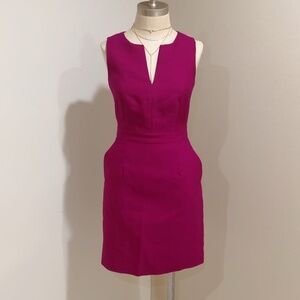 J. Crew Women's Berry Pink Split-Neck Wool-Silk Suit Sheath Dress Size 2P